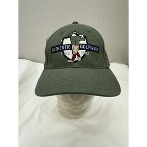 Big Dogs Baseball Hat Authentic Golfwear Green Moss Adjustable Leather Strap New